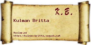 Kulman Britta névjegykártya